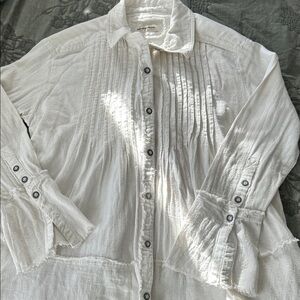 We The Free White Button-Up Blouse